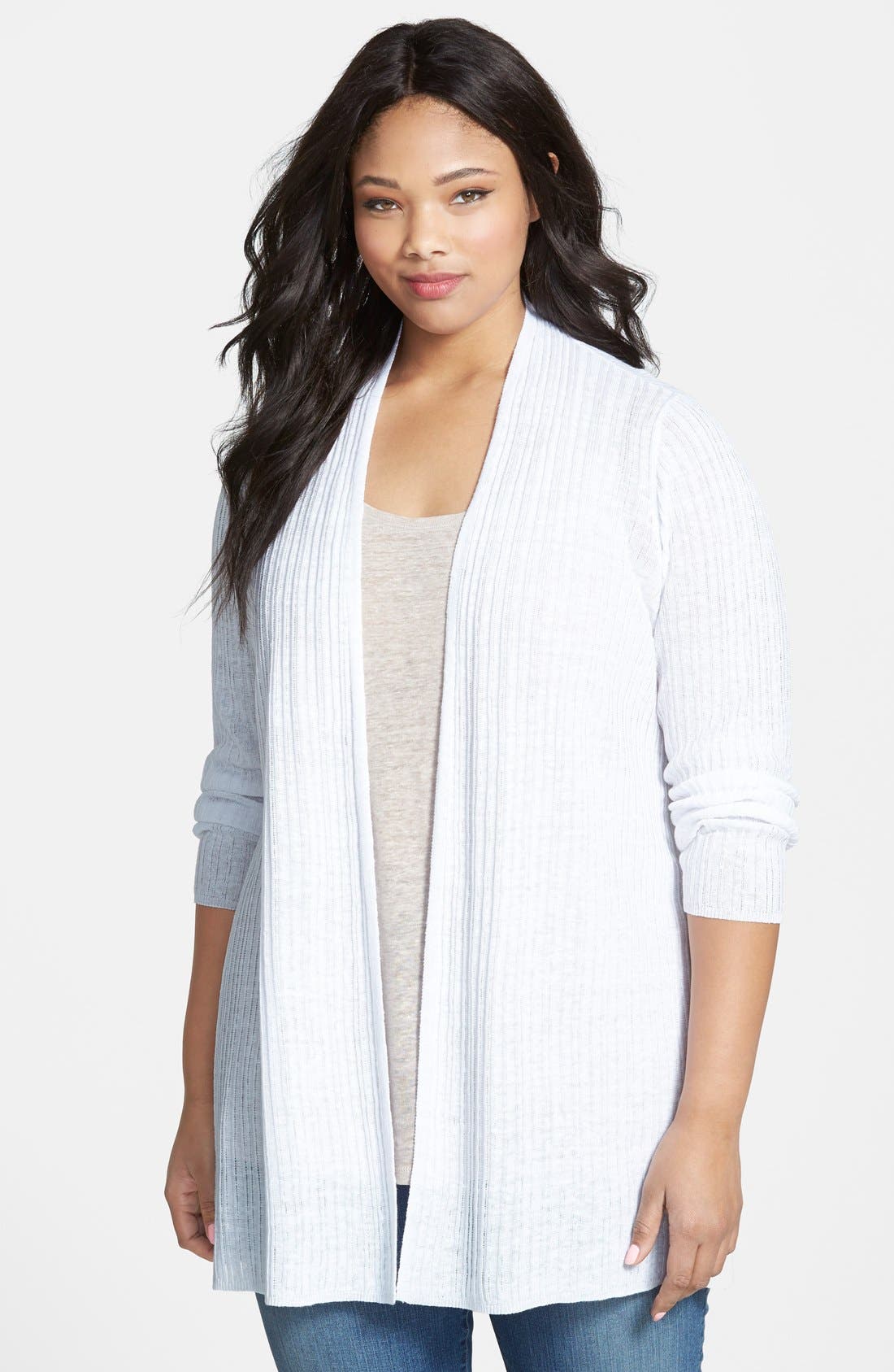 Eileen Fisher Organic Linen Long Cardigan (Plus Size) Nordstrom