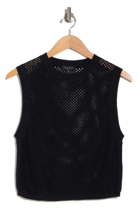 Rag & Bone Carson Pointelle-knit Cotton And Cashmere-blend Vest In Navy