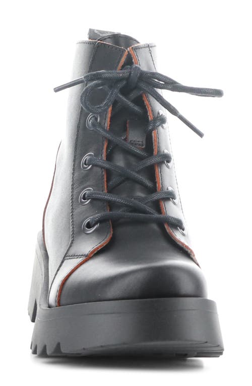 Fly London Metz Combat Boot In Black/ Red Java