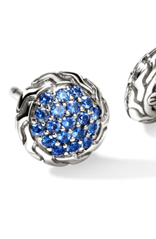 Shop John Hardy Jh Essential Pavé Stud Earring, Sterling Silver, Gemstones, 7mm In Silver/blue