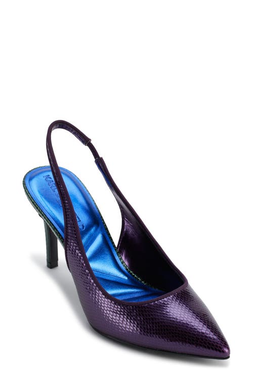 Shop Karl Lagerfeld Paris Rosalyn Snakeskin Embossed Pointed Toe Pump In Deep Plum