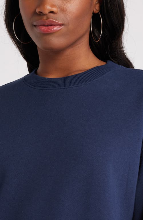 Shop Bp. Fleece Detail Oversize Crewneck Sweatshirt In Navy Iris