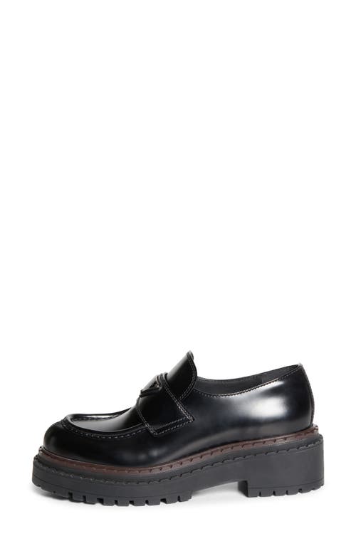 Shop Prada Double Chocolate Platform Loafer In Nero