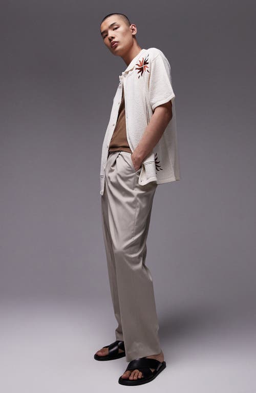 Shop Topman Wide Leg Pants In Stone