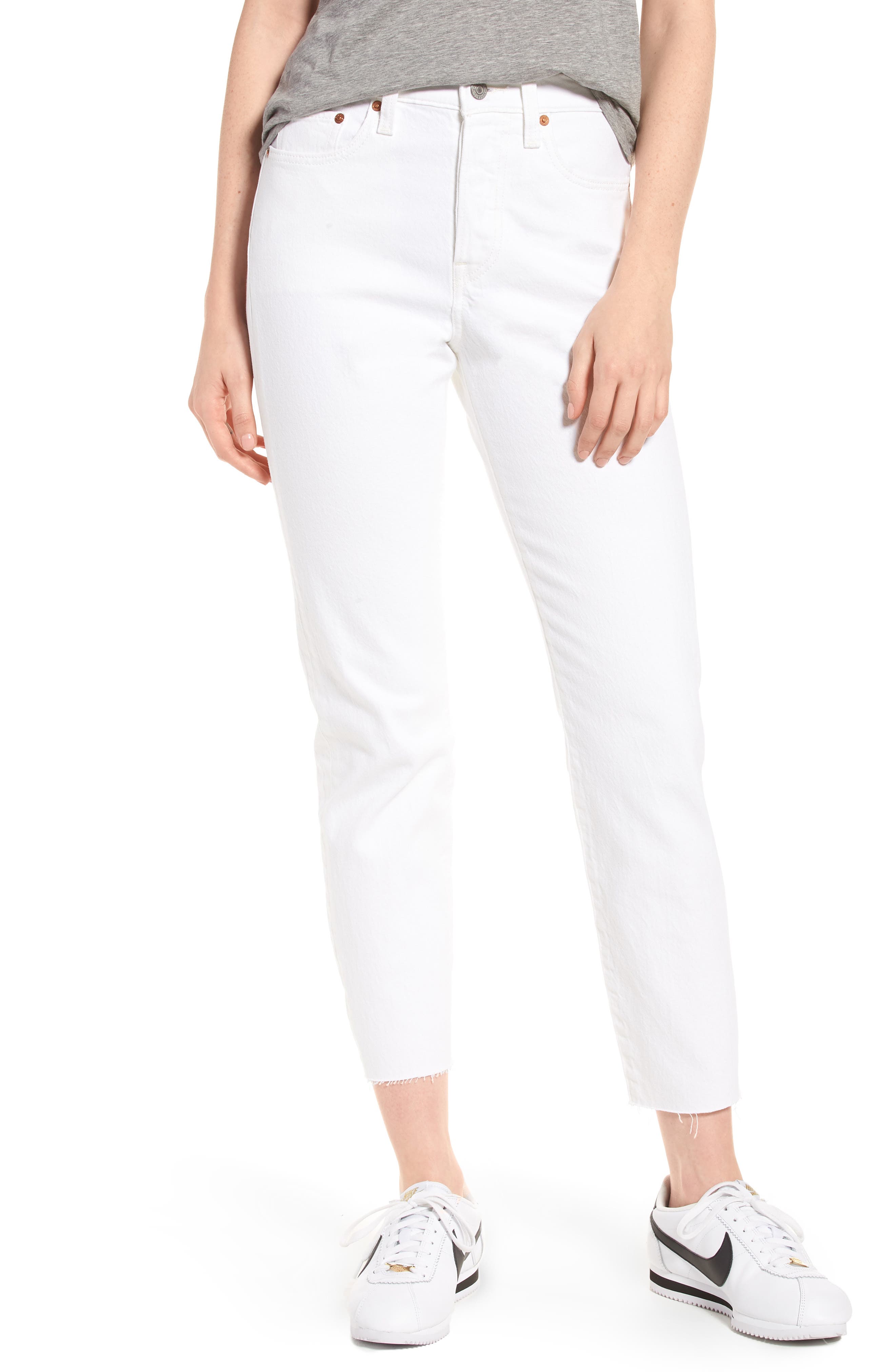 levis wedgie white jeans