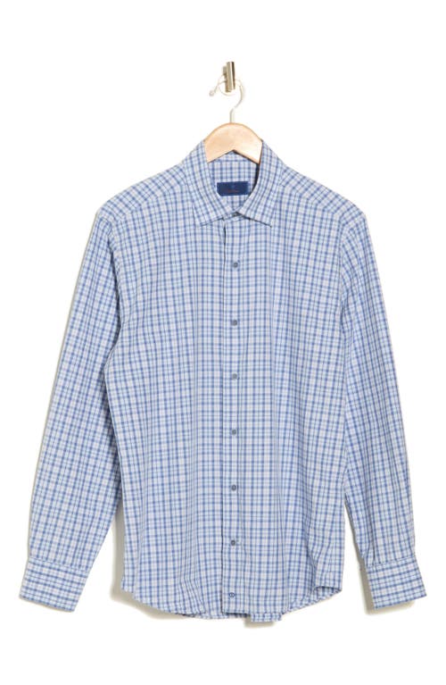 Shop David Donahue Casual Plaid Cotton Poplin Button-down Shirt In Blue/gray