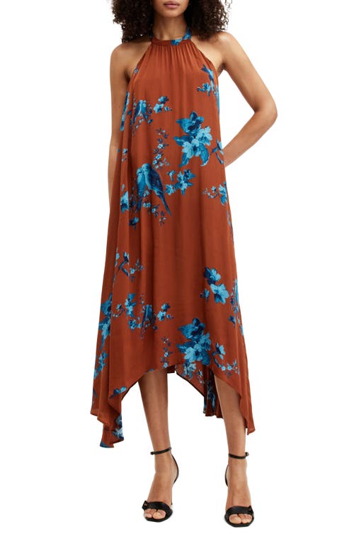 AllSaints Mysti Iona Floral Print Halter Dress Rust Red at Nordstrom, Us