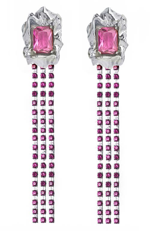 Sterling King Maude Crystal Drop Earrings in Silver - Pink at Nordstrom