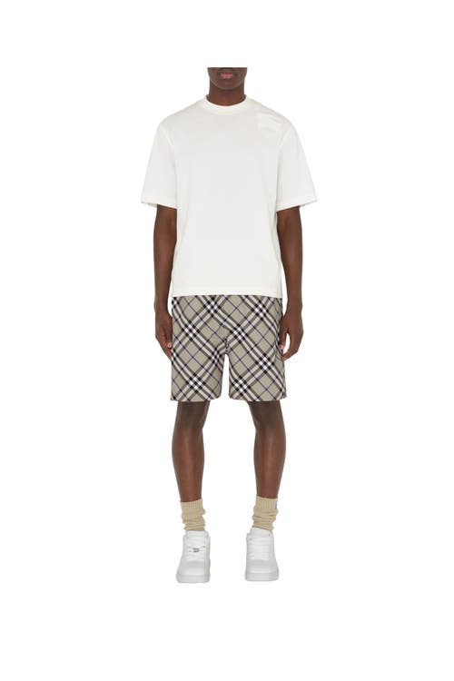 Burberry Beige Check Shorts In Lichen