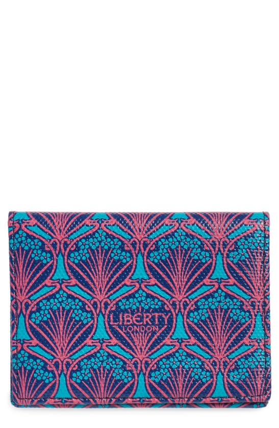 Shop Liberty London Coated Canvas Card Case In Navy
