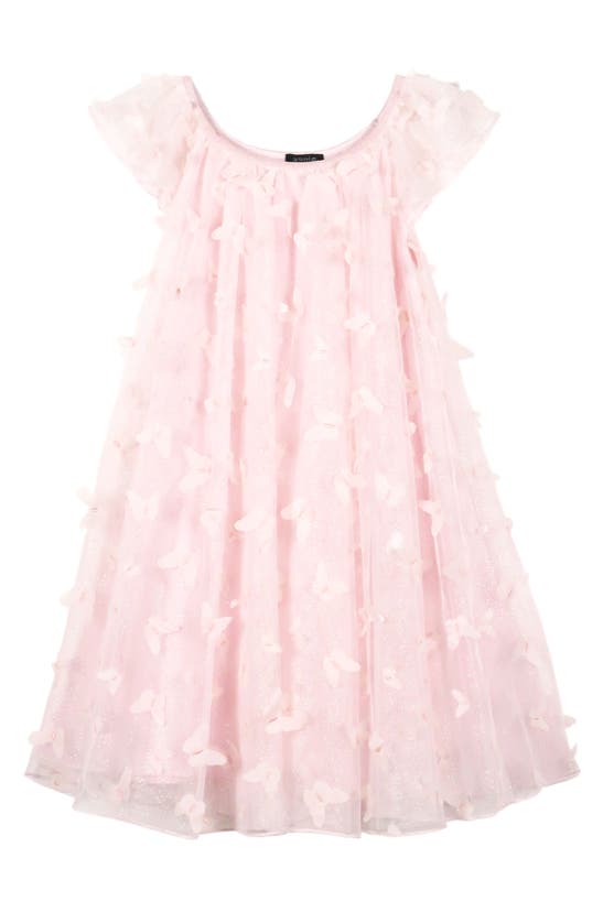 Shop Zunie Kids' Foil Dot 3d Butterfly Appliqué Party Dress In Pink