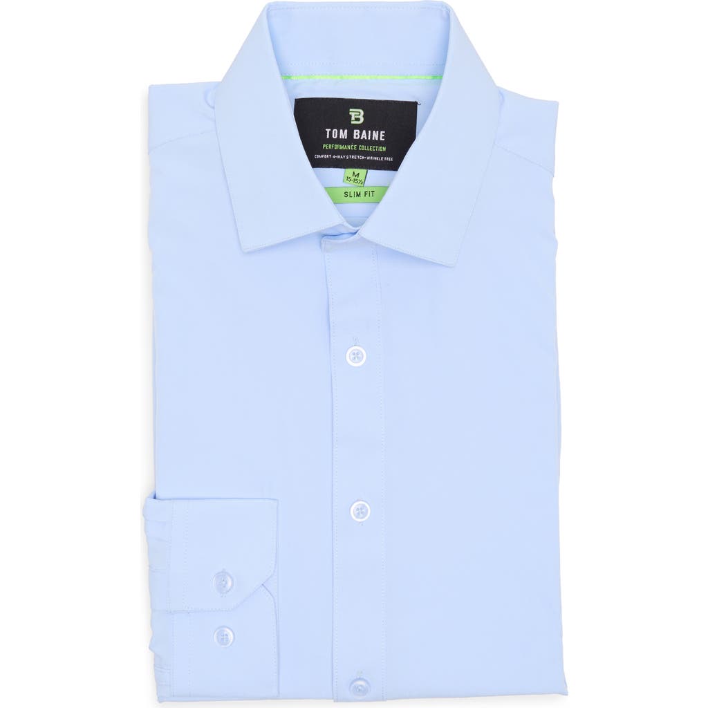 Tom Baine Comfort 4-way Stretch Winkle Free Performance Dress Shirt In Sky Blue