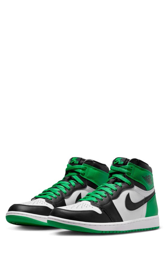 Jordan Men's Air 1 Retro High Og Shoes In Black/ Lucky Green/ White
