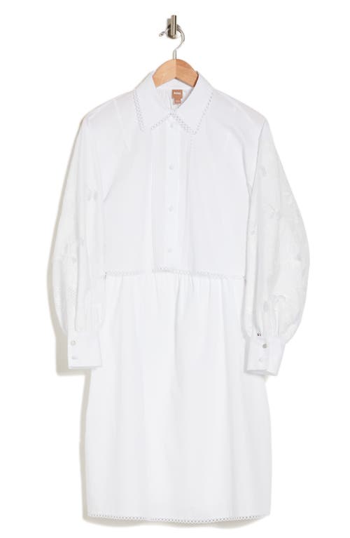 Shop Hugo Boss Boss Dembana Long Sleeve Shirtdress In White