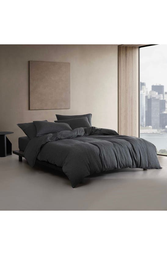 Shop Calvin Klein Mélange Cotton Blend Jersey Duvet & Shams Set In Grey