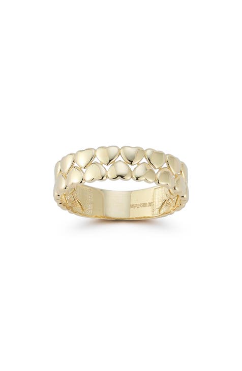 14K Gold Heart Band Ring