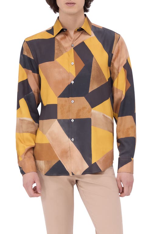 Shop Bugatchi Julian Shaped Fit Abstract Print Button-up Shirt In Dijon