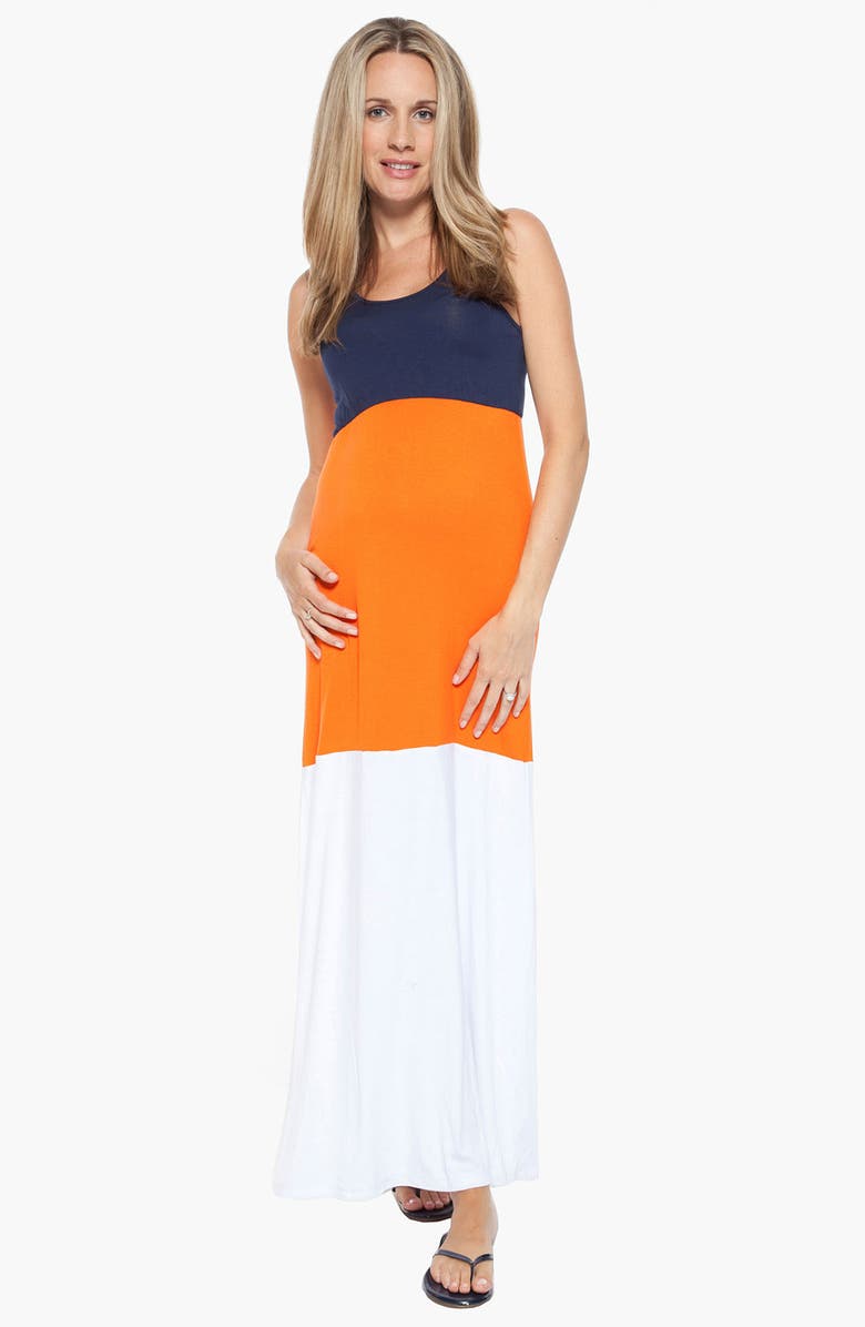 Nom Maternity 'Gigi' Colorblock Maternity Maxi Dress | Nordstrom