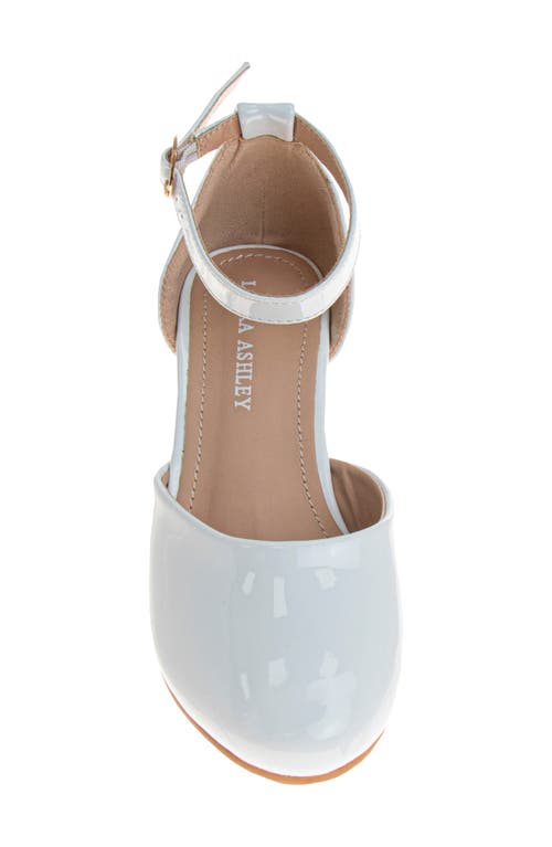 Laura Ashley Kids' Ankle Strap Block Heel Pump In White Patent