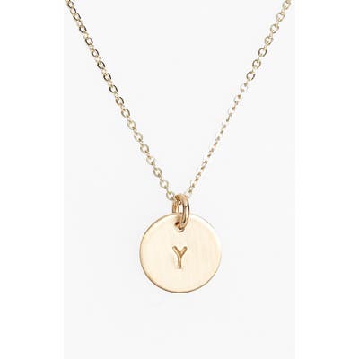 Nashelle 14K-Gold Fill Initial Mini Circle Necklace
