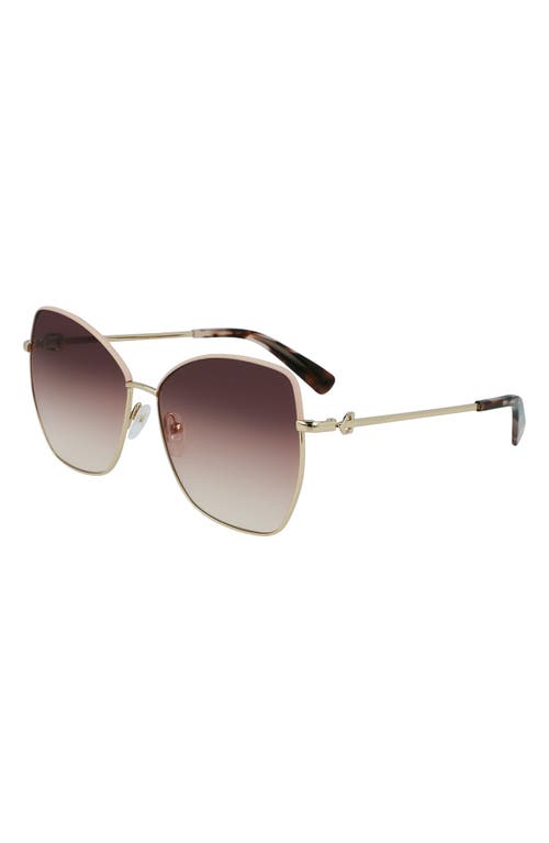 Shop Longchamp Amazone 60mm Gradient Butterfly Sunglasses In Rose Gold/brown Peach