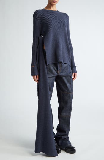 Draped Rib Merino Wool Sweater