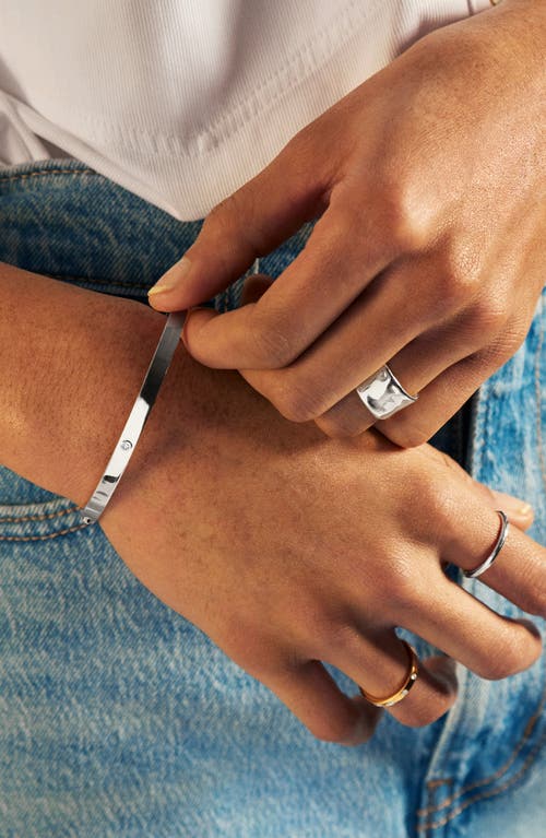 Monica Vinader Sterling Silver Solitaire Diamond Bangle Lab Grown Diamond In Sterling Silver