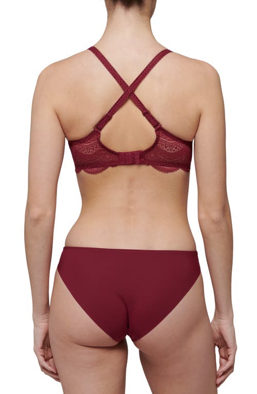 Shop Simone Perele Karma Underwire Lace Demi Bra In Spinel Red