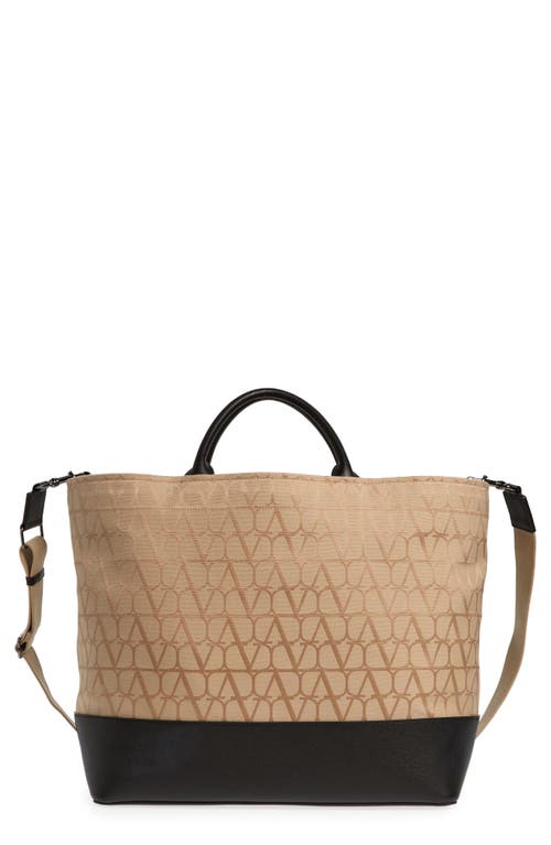 Shop Valentino Garavani Toile Iconographe Canvas & Leather Tote In Chinos/nero