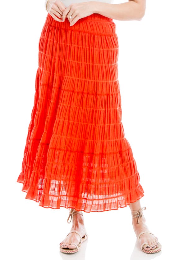 Shop Max Studio Textured Midi Skirt In Papaya