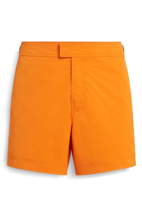 Shop Zegna Nylon Swim Trunks In Arancio Di Namibia