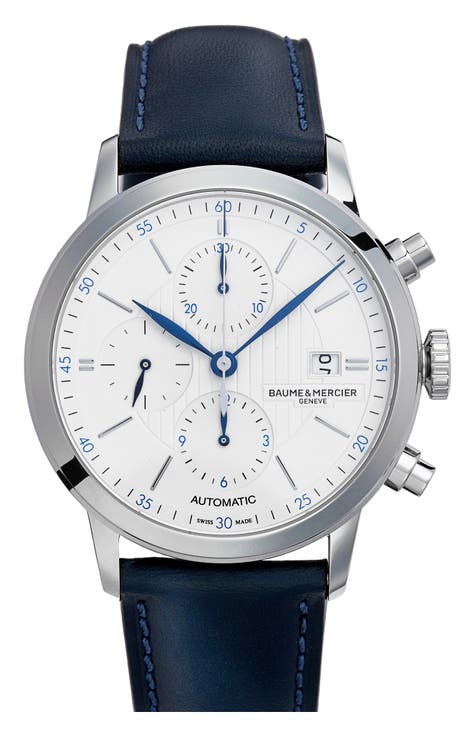Classima Automatic Chronograph Leather Strap Watch, 42mm
