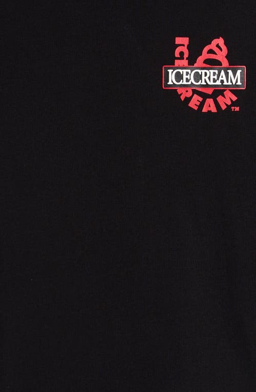 Shop Icecream Kids' Icons Cotton Crewneck T-shirt In Black