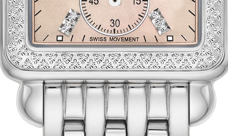 Shop Michele Deco Mid Diamond Bracelet Watch, 31mm In Silver