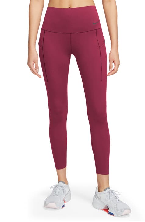 Red Accent High Waisted Workout Leggings with Side Pocket