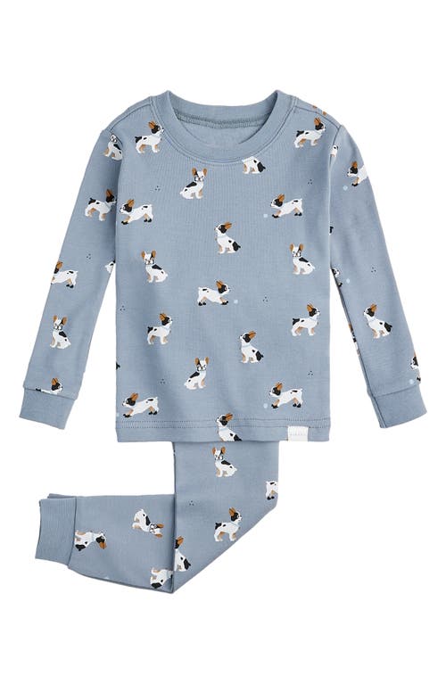 Petit Lem Kids' French Bulldogs Print Fitted Two-Piece Organic Cotton Pajamas Blue Dusty at Nordstrom,