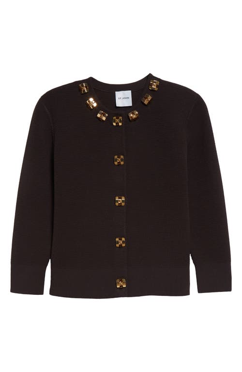 Shop St John St. John Collection Studded Piqué Cardigan In Mocha