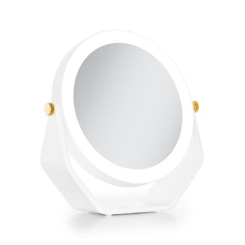 Zadro Lighted Makeup Mirror With 5x/1x Magnifications, Swivel & Battery In White