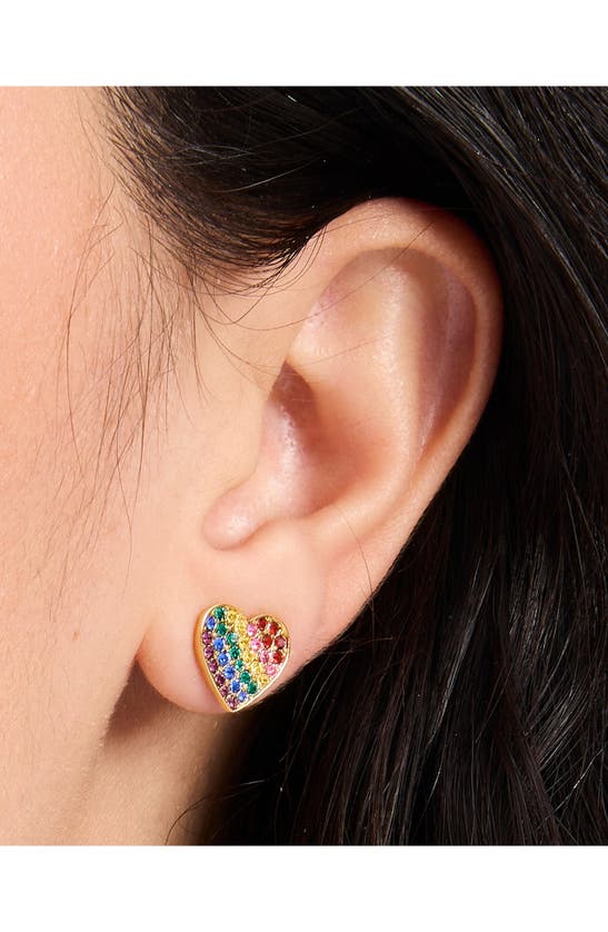 Shop Kate Spade New York Cubic Zirconia Heart Stud Earrings In Multi