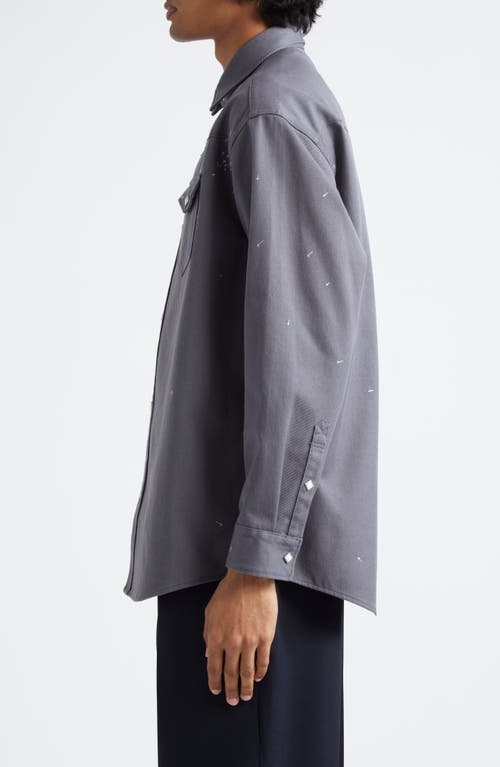 Undercover Cross Embroidered Western Twill Snap-up Shirt In Gray