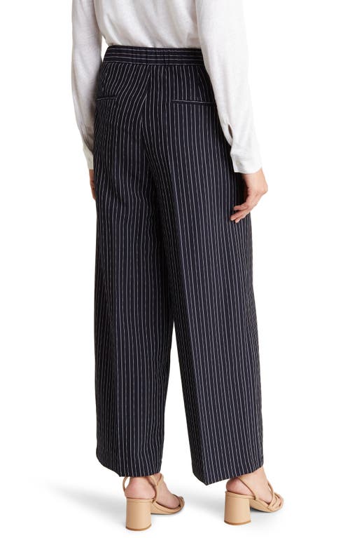 Shop Adrianna Papell Pinstripe Pants In Blue Moon/white