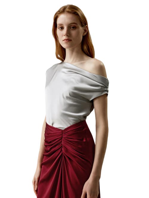 Shop Lilysilk Boat Neck Silk Top In Silvergray
