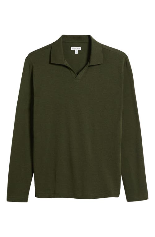 Shop Nordstrom Clean Long Sleeve Pima Cotton Polo In Green Depths Heather