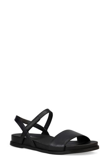 Shop Eileen Fisher Demo Leather Sandal In Black/black