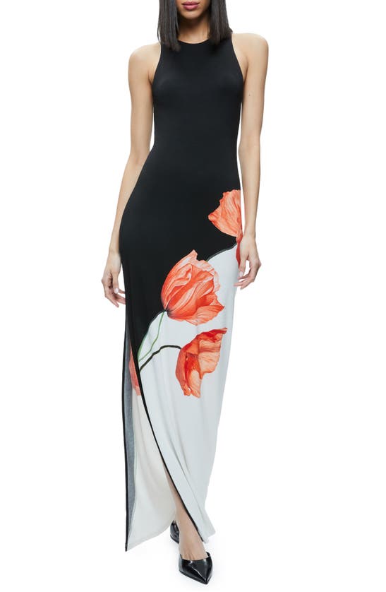 Shop Alice And Olivia Pania Floral Sleeveless Maxi Dress In Dream Life Black