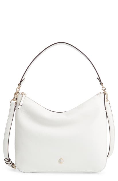 Kate Spade Medium Polly Leather Shoulder Bag In Optic White