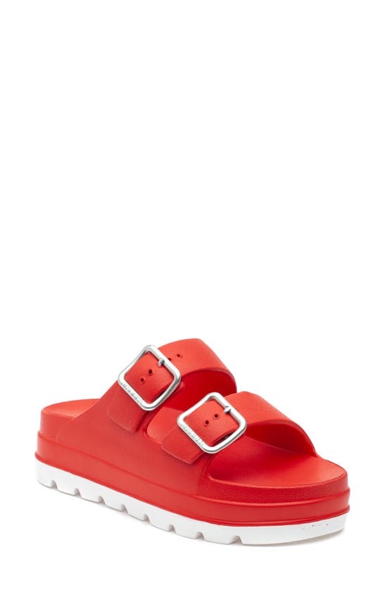 Jslides Simply Platform Slide Sandal In Red