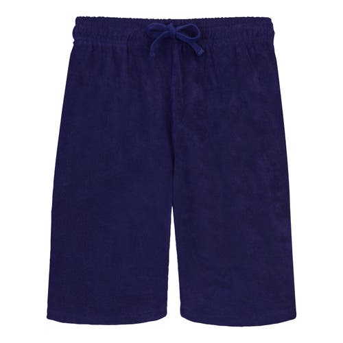 Shop Vilebrequin Solid Organic Terry Bermuda Short In Minuit