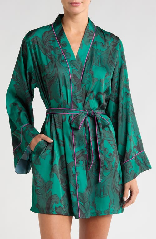 Shop Kilo Brava Print Short Robe In Emerald Damask