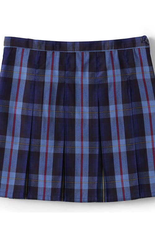 Shop Lands' End School Uniform Girls Plaid Box Pleat Skirt Top Of The Knee In French Blue Plaid